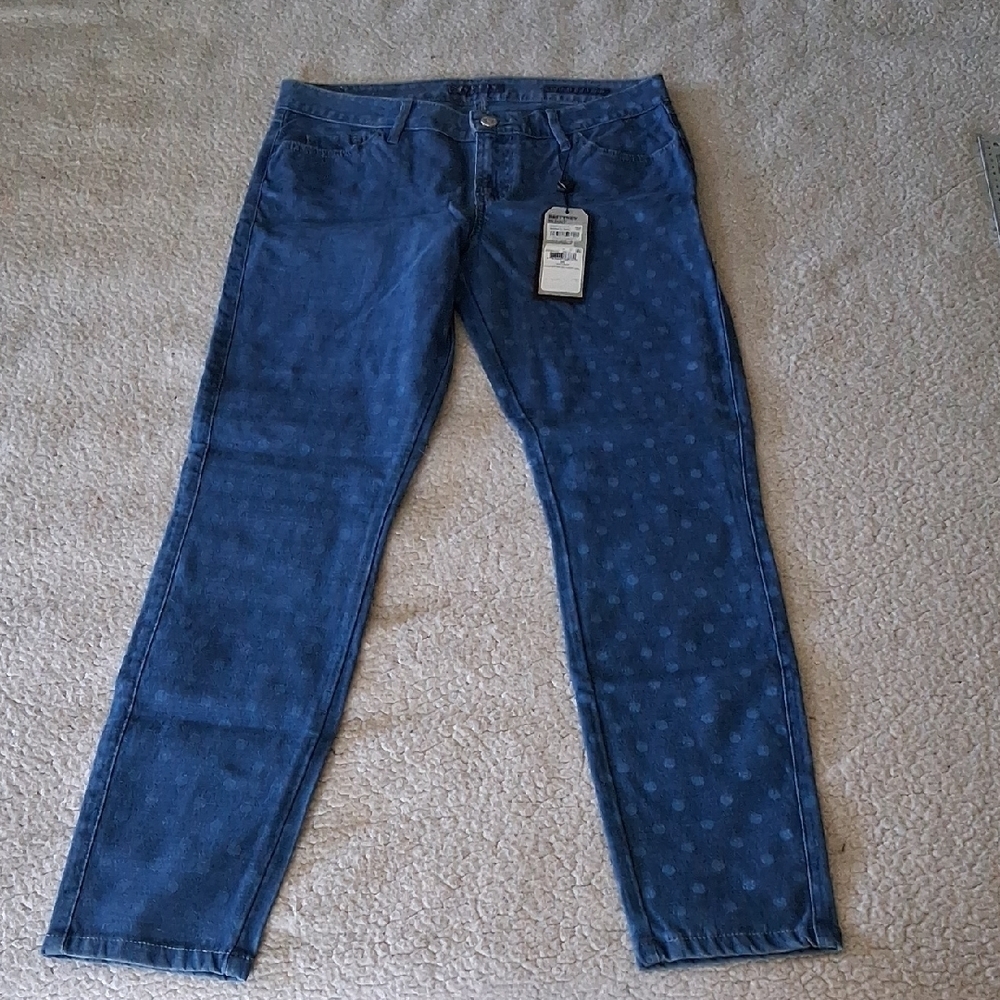 Y2k Guess Women's Skinny Jeans in Blue with Subtle Pattern New